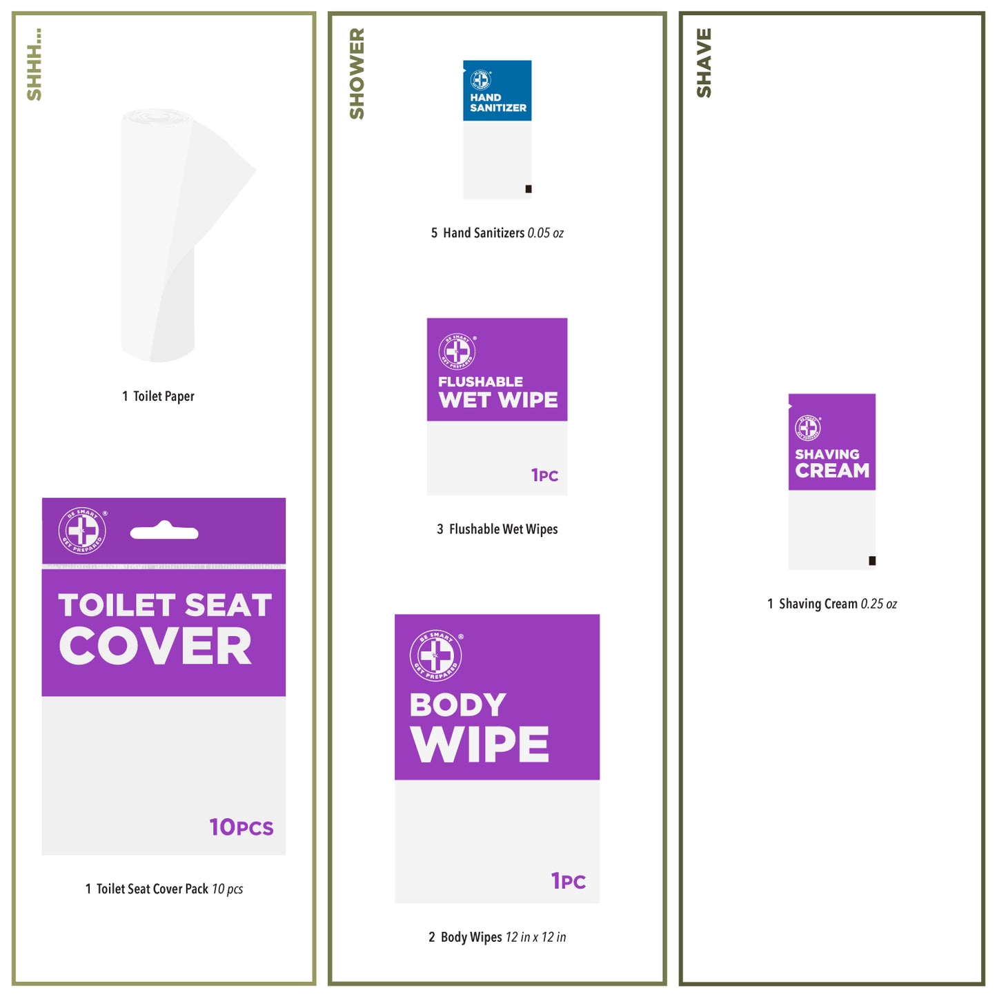 Shh… Shower Shave Hygiene Care – 13 pieces