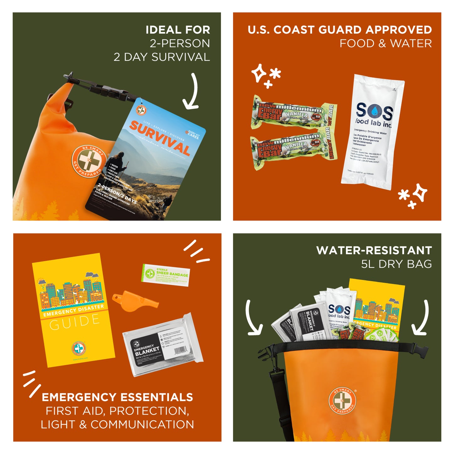 Lone Wolf 1 Person / 1 Day Survival Kit – 20 pieces