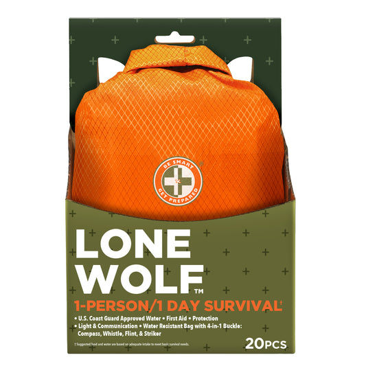 Lone Wolf 1 Person / 1 Day Survival Kit – 20 pieces